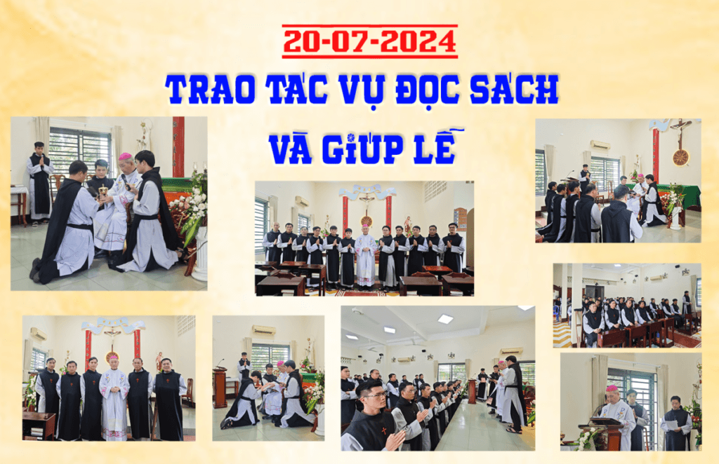 ĐỨC CHA PHÊRÔ TRẦN ĐÌNH TỨ, nguyên giám mục giáo phận Phú Cường: cử hành nghi thức trao thừa tác vụ đọc sách và giúp lễ cho quý thầy, CSJB. 20/07/2024